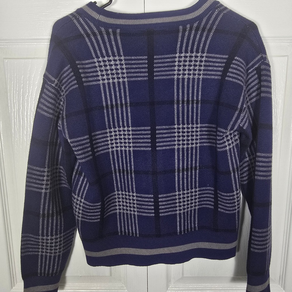 Harry Potter Ravenclaw Cardigan Sweater Blue Plaid Embroidered V-Neck Small - Picture 5 of 8